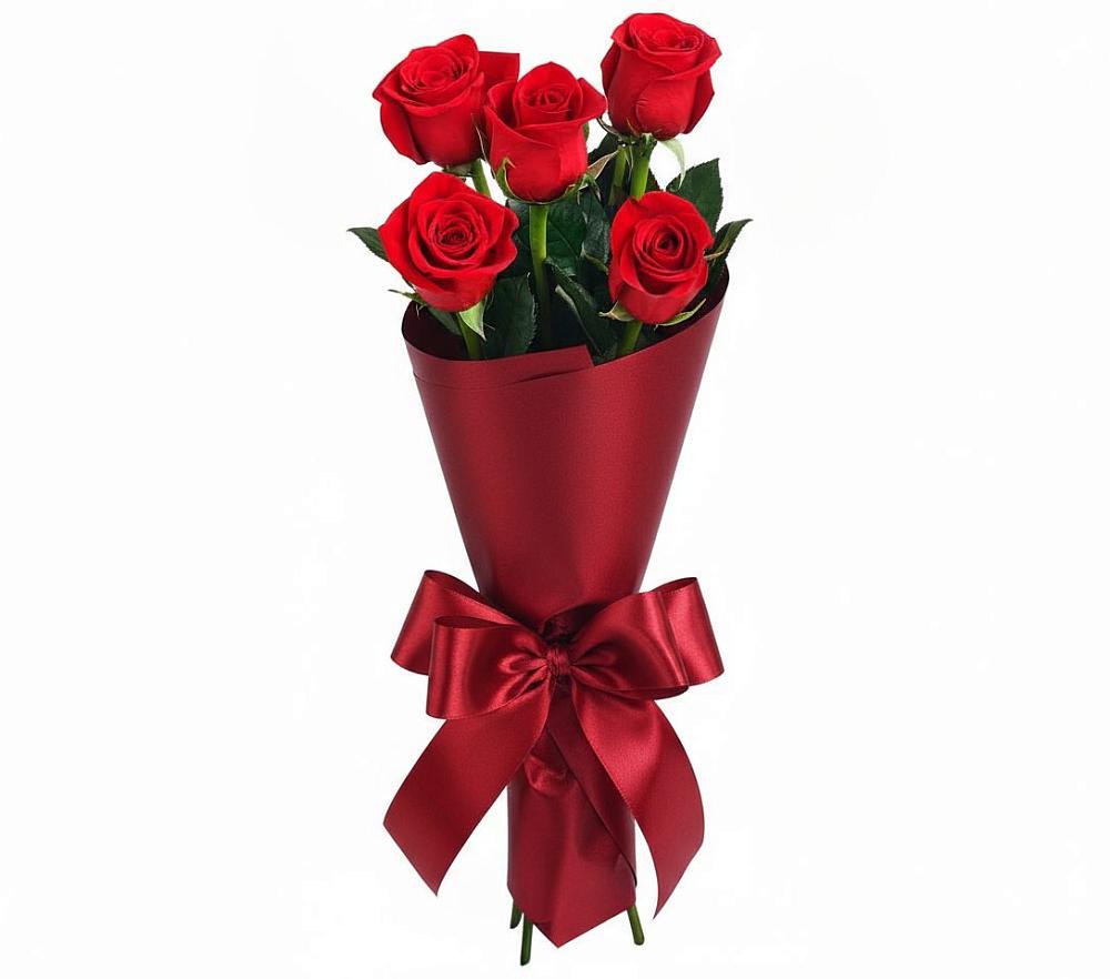 Букет 5 Красных роз Эдлесс Лав в Новом Хушете