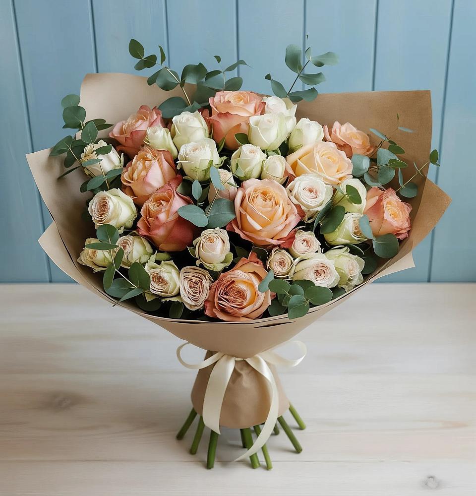 Букет цветов из: Альстромерии и Розы в Новом Хушете