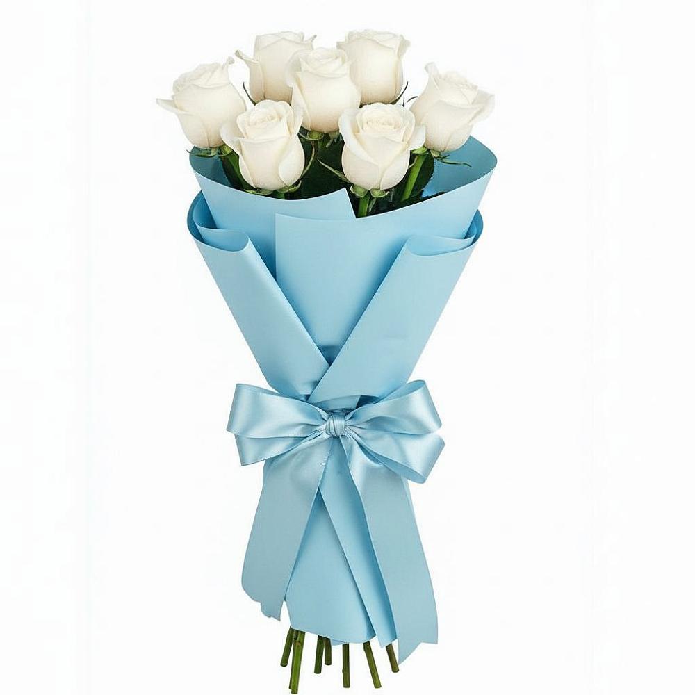 Букет 7 белых роз Проуд в Новом Хушете