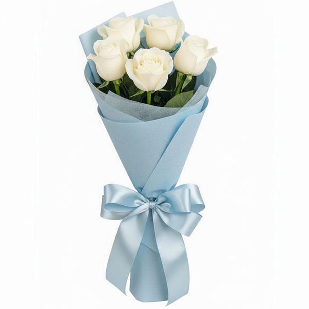 Букет 5 Белых роз Проуд в Новом Хушете