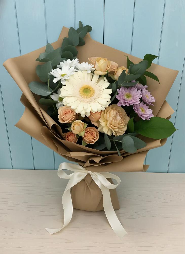 Букет цветов из: Герберы и Хризантемы в Новом Хушете