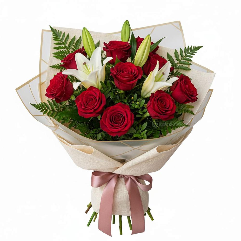 Букет цветов из: Лилии и Розы в Новом Хушете