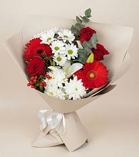 Букет цветов из:  Розы, Хризантемы, Герберы и Лилии в Новом Хушете