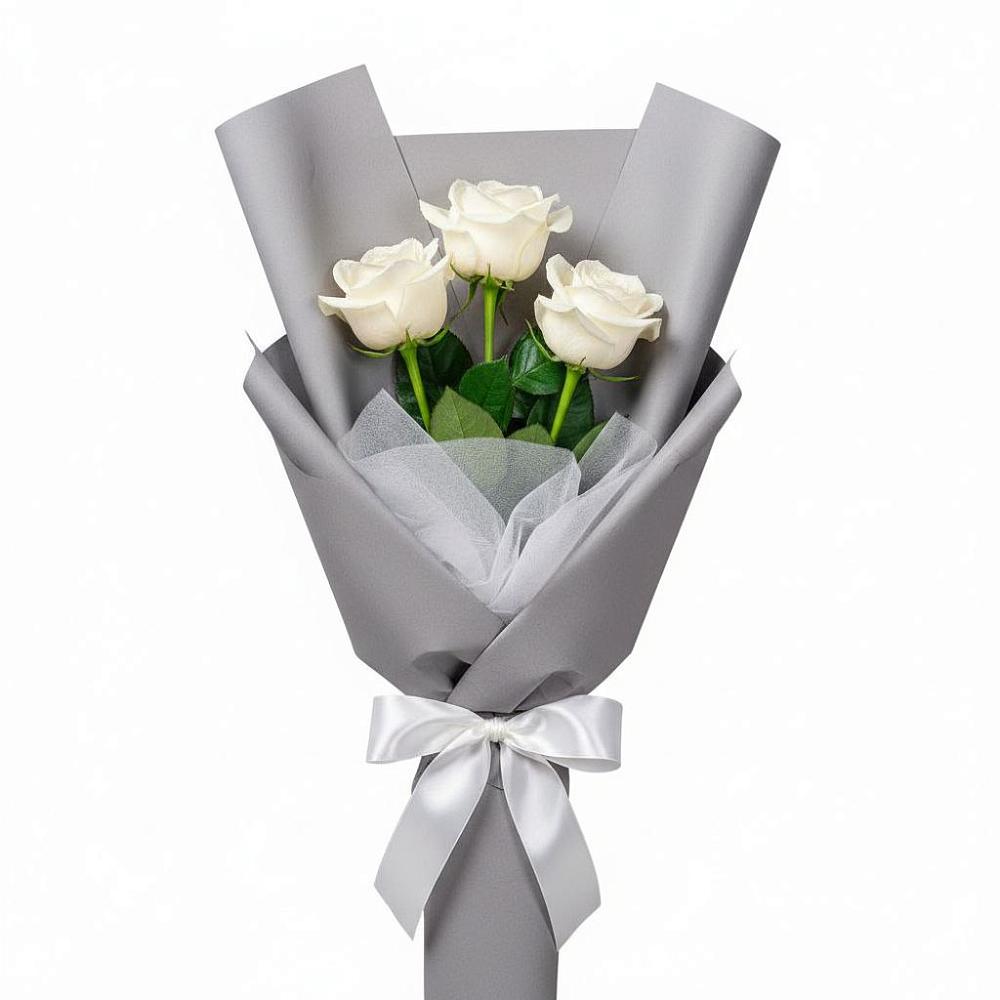 Букет 3 белые розы в Новом Хушете