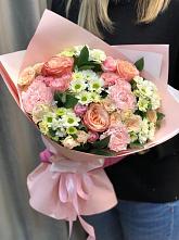 Букет нежные объятья в Новом Хушете Букет цветов из: Гвоздики, Розы и Хризантемы в Новом Хушете
