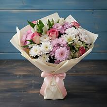 Букет цветов из:  Хризантемы, Альстромерии и Розы в Новом Хушете