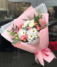 Букет цветов из:  Розы, Лизиантусы и Хризантемы в Новом Хушете