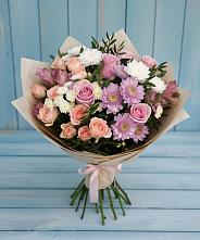 Букет цветов из:  Хризантемы, Розы и Альстромерии в Новом Хушете