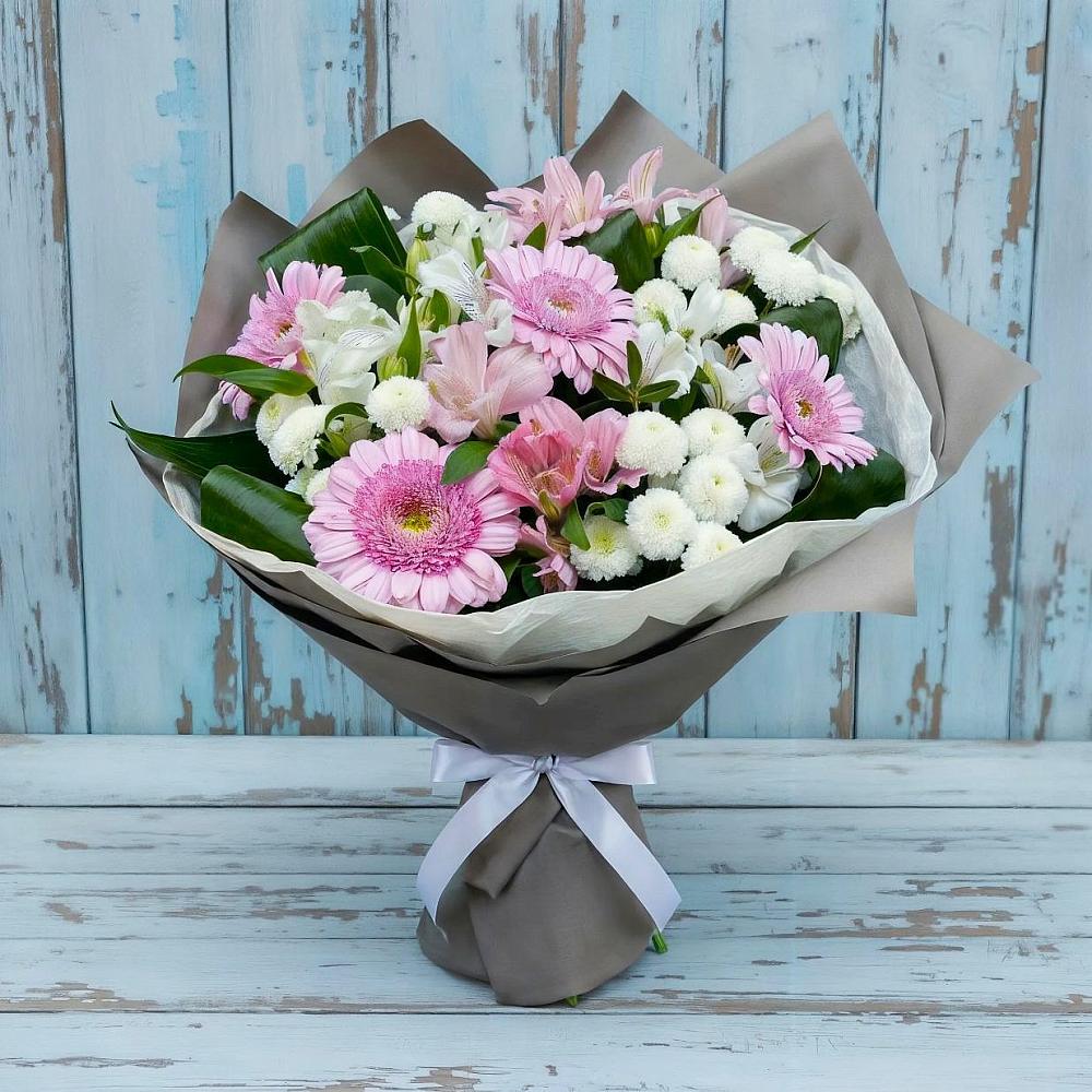 Букет цветов из: Герберы, Альстромерии и Хризантемы в Новом Хушете