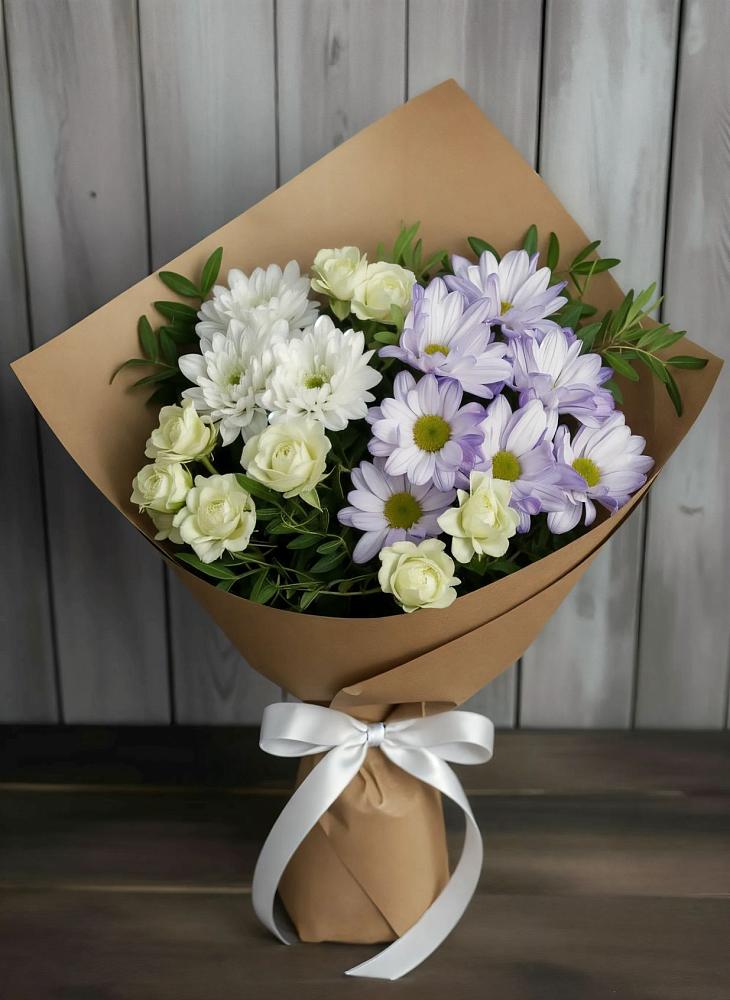 Букет цветов из: Хризантемы и Розы в Новом Хушете