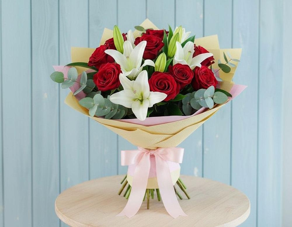 Букет цветов из: Лилии и Розы в Новом Хушете